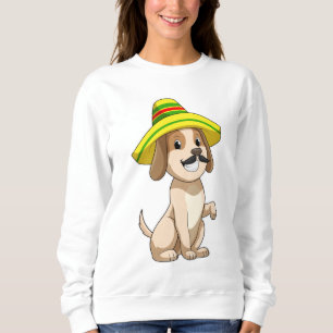 Hund som mexikan med straw hat t shirt