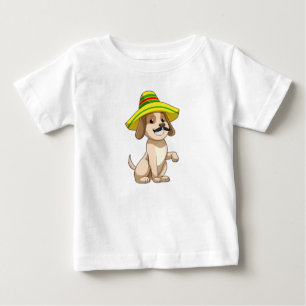 Hund som mexikan med straw hat t shirt