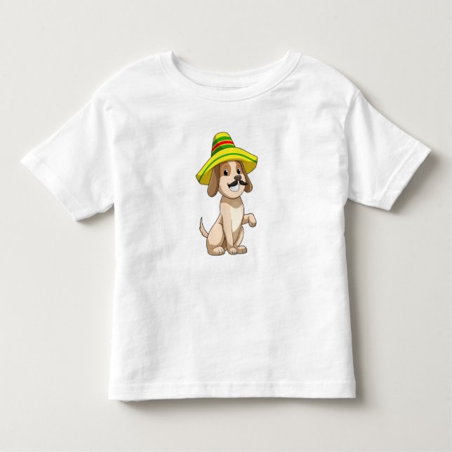 Hund som mexikan med straw hat t shirt (Framsida)
