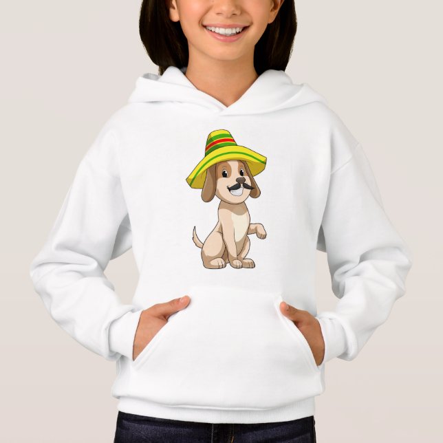 Hund som mexikan med straw hat t shirt (Framsida)