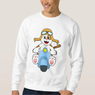 Hund som motorcyklist med skoter.PNG Lång Ärmad Tröja