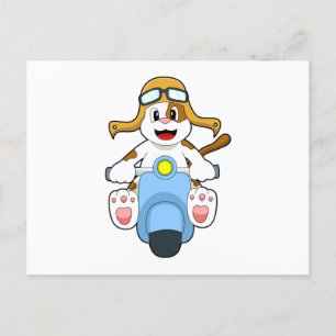 Hund som motorcyklist med skoter.PNG Vykort