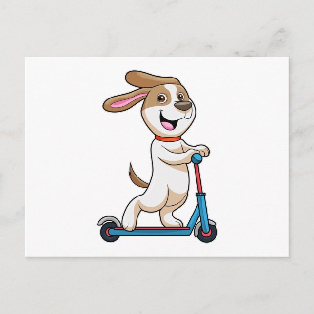 Hund som motorcyklist med skoter vykort (Framsida)