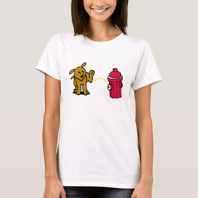 Hund som peeing på en brandpost tee shirt (Framsida)