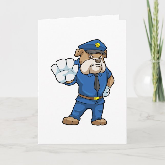 Hund som polisman med polisuniform kort (Framsida)