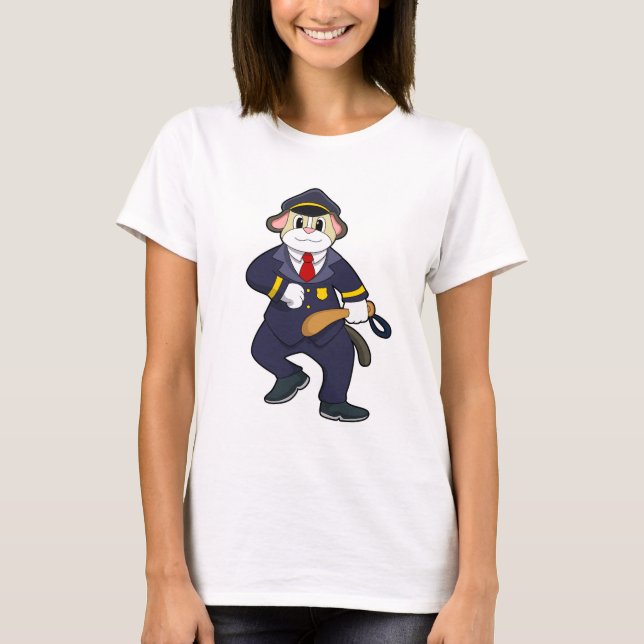 Hund som polisman med polisuniform t shirt (Framsida)