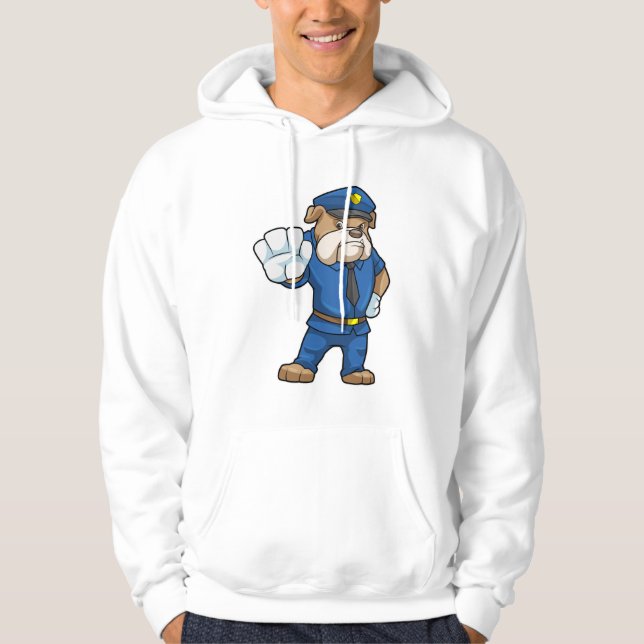 Hund som polistjänsteman med polisiär uniform hoodie (Framsida)