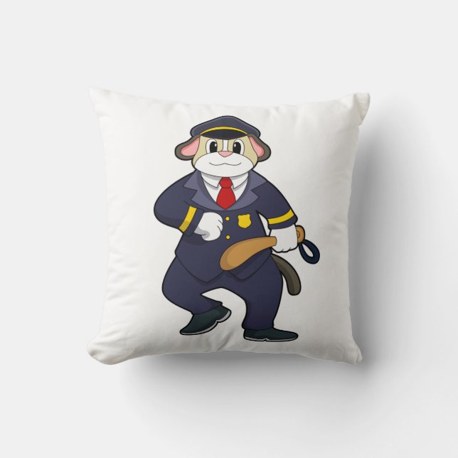 Hund som polistjänsteman med polisiär uniform kudde (Framsida)