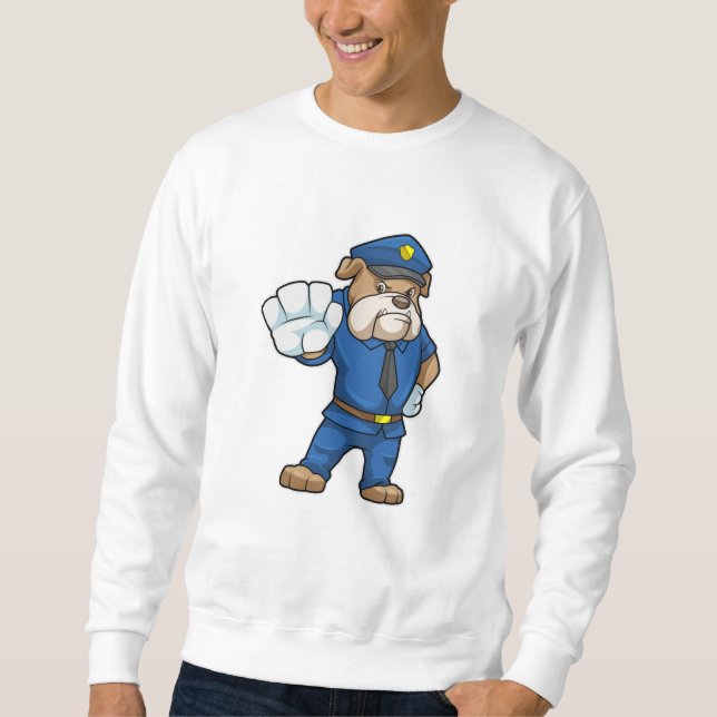 Hund som polistjänsteman med polisiär uniform lång ärmad tröja (Framsida)