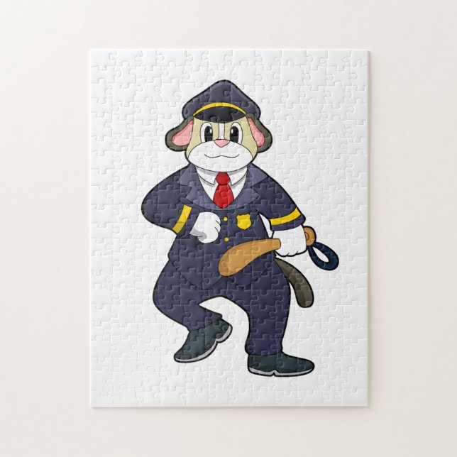 Hund som polistjänsteman med polisiär uniform pussel (Vertikal)