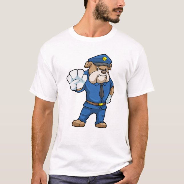 Hund som polistjänsteman med polisiär uniform t shirt (Framsida)