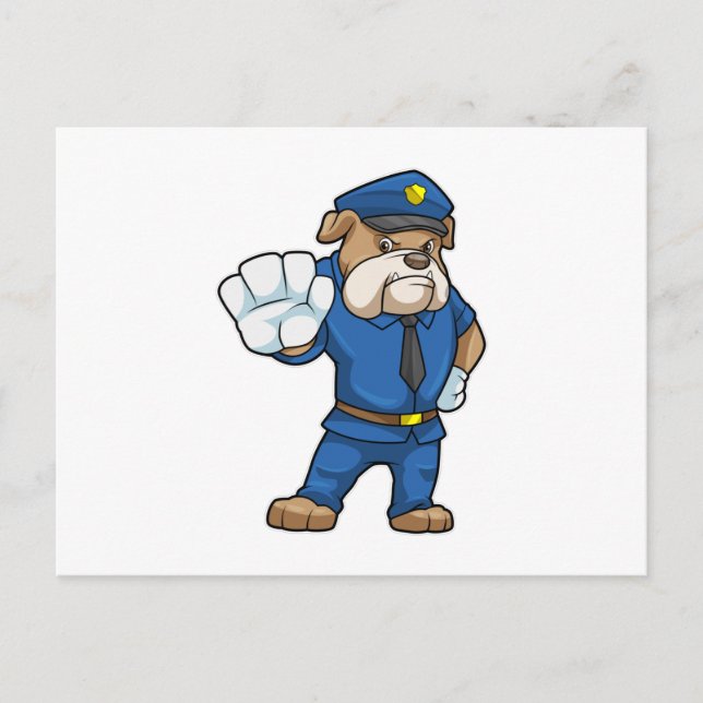 Hund som polistjänsteman med polisiär uniform vykort (Framsida)