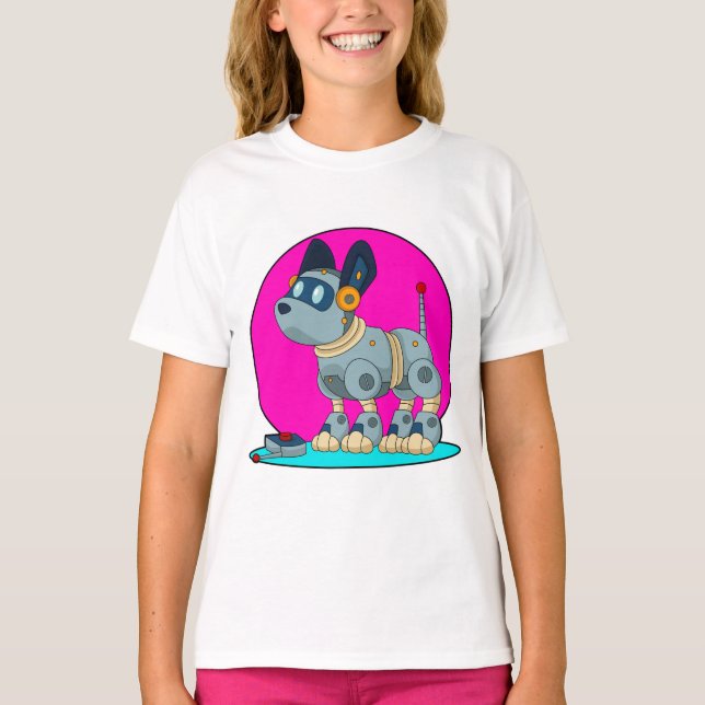 Hund som Robot T Shirt (Framsida)