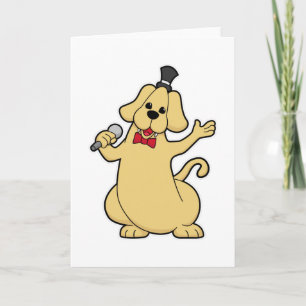 Hund som sångare med mikrofon kort