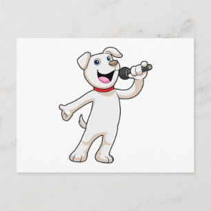 Hund som sångare med mikrofon vykort