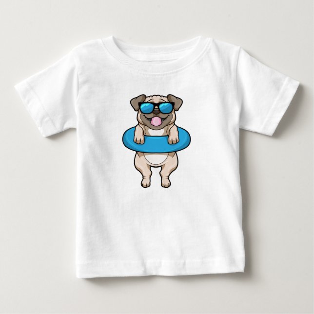 Hund som simmar med simring t shirt (Framsida)