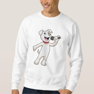Hund som Singer med mikrofon Lång Ärmad Tröja