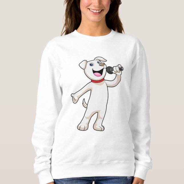 Hund som Singer med mikrofon T Shirt (Framsida)