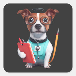 Hund som sjuksköterska, Hund som sjuksköterska Fyrkantigt Klistermärke