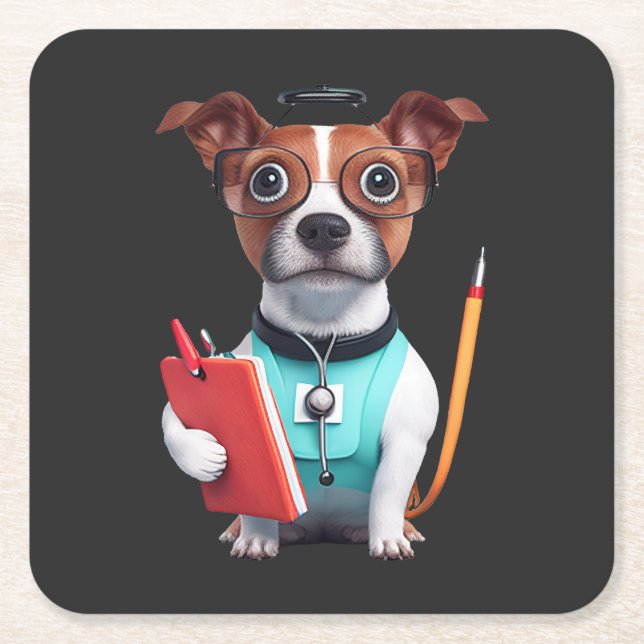 Hund som sjuksköterska, Hund som sjuksköterska Underlägg Papper Kvadrat (Framsidan)