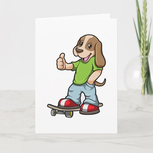 Hund som skateboardåkare med skateboard kort (Framsida)