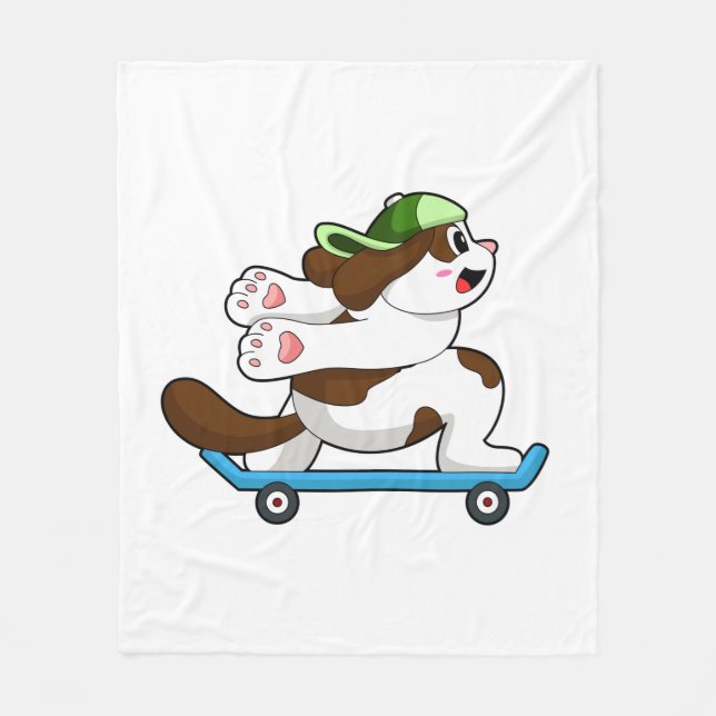 Hund som Skater med Skateboard Fleecefilt (Framsidan)