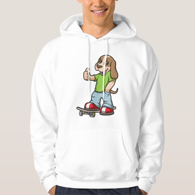 Hund som Skater med Skateboard Hoodie (Framsida)