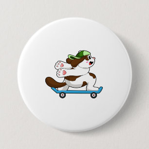 Hund som Skater med Skateboard Knapp
