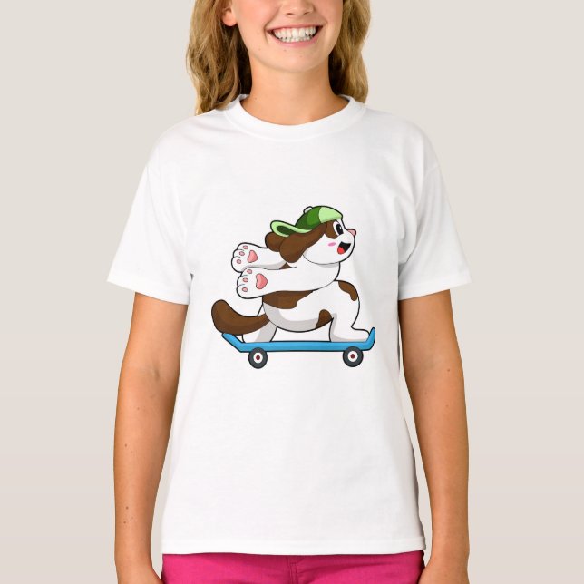 Hund som Skater med Skateboard T Shirt (Framsida)