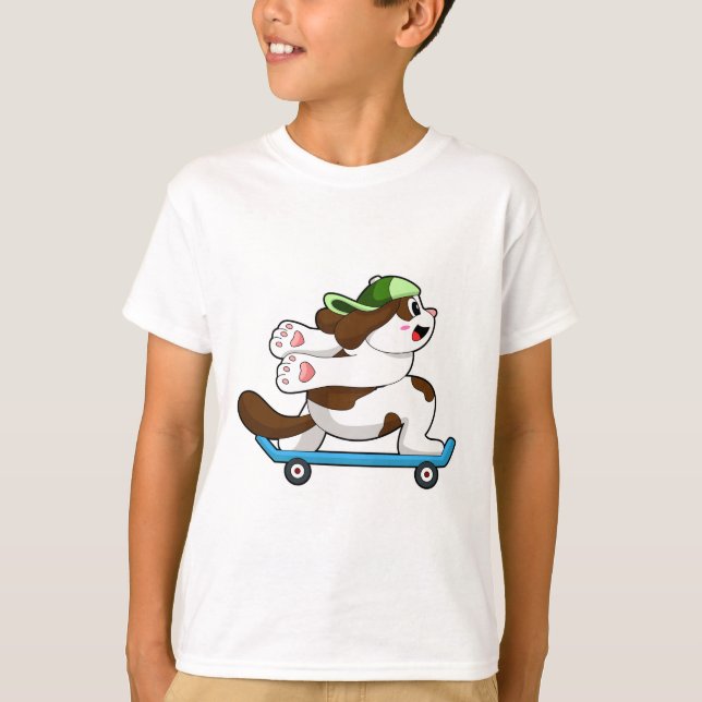 Hund som Skater med Skateboard T Shirt (Framsida)