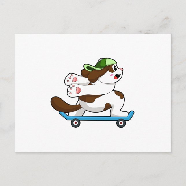 Hund som Skater med Skateboard Vykort (Framsida)