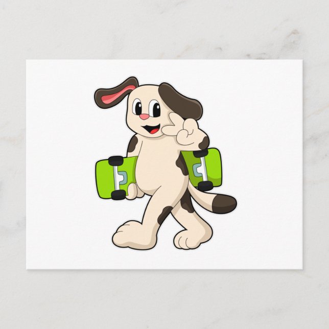 Hund som Skater med Skateboard Vykort (Framsida)