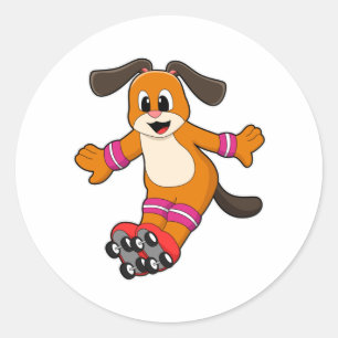 Hund som Skater med textbundna skal Runt Klistermärke