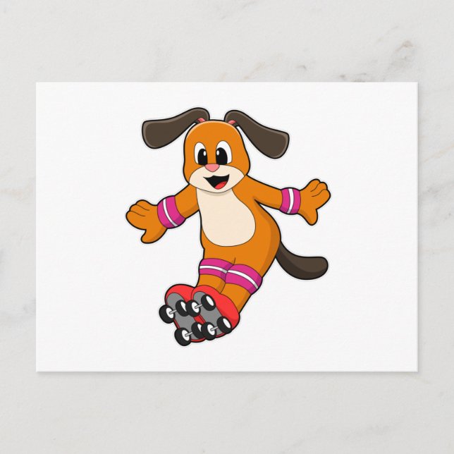 Hund som Skater med textbundna skal Vykort (Framsida)