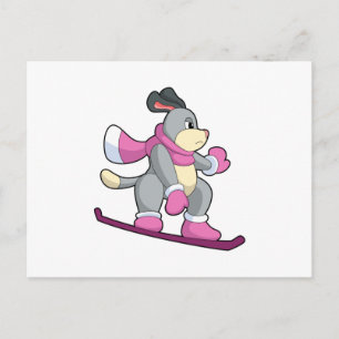 Hund som snowboardåkare med sonowboard vykort