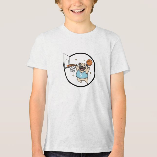 hund som spelar basket t shirt (Framsida)