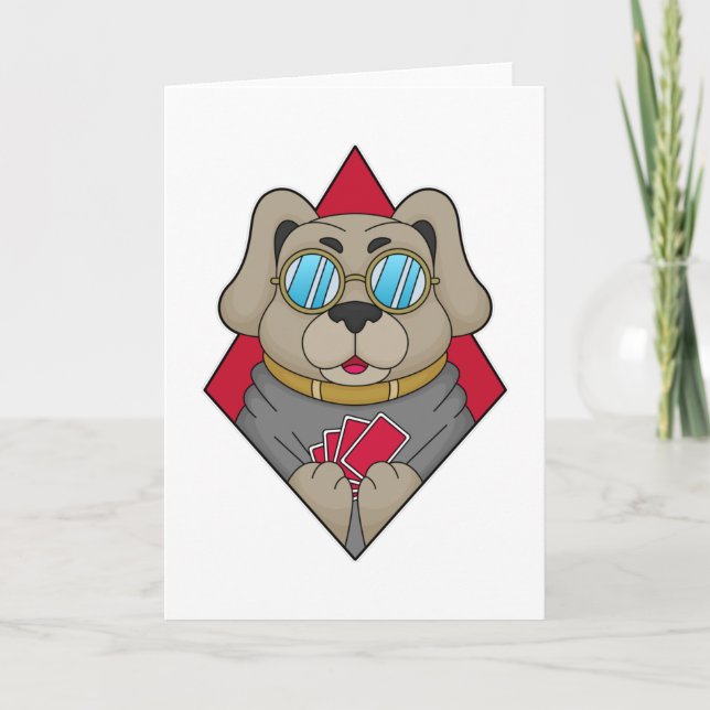 Hund som spelar poker med poker kort (Framsida)