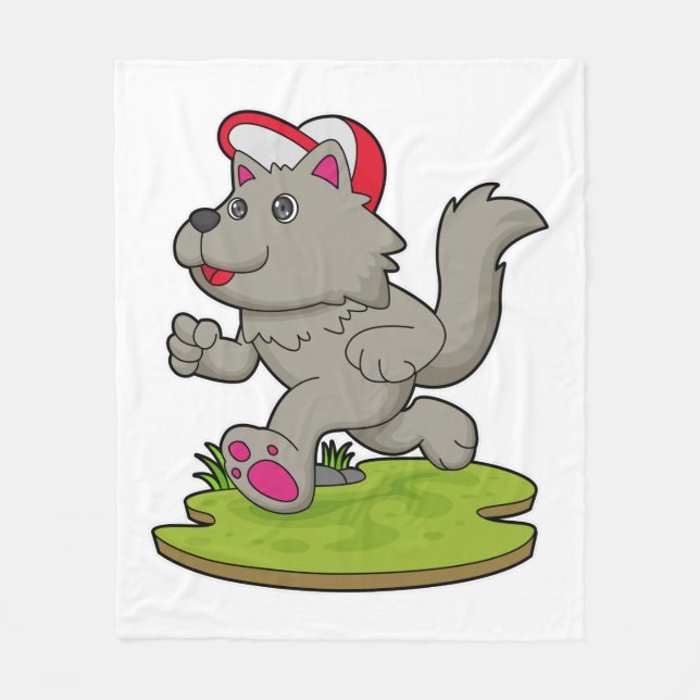 Hund som Springer med kap Fleecefilt (Framsidan)