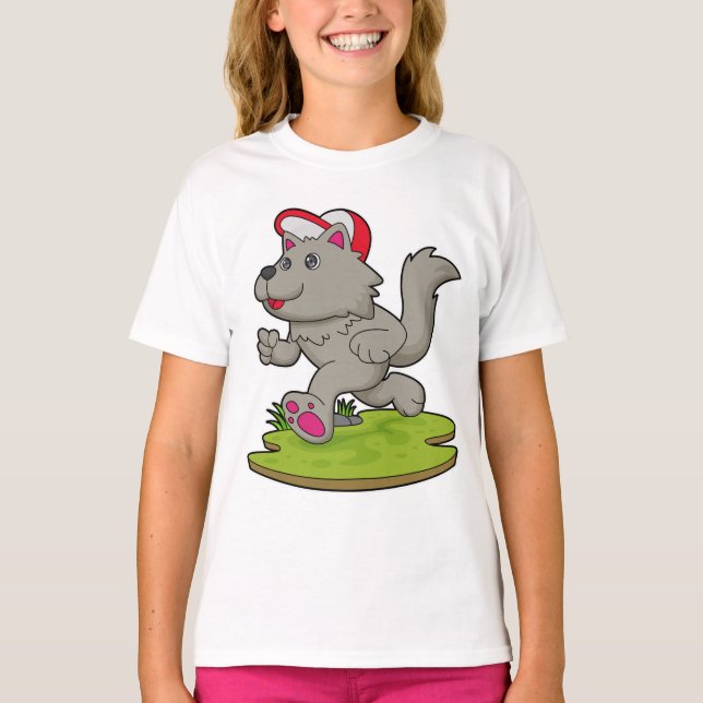 Hund som Springer med kap T Shirt (Framsida)