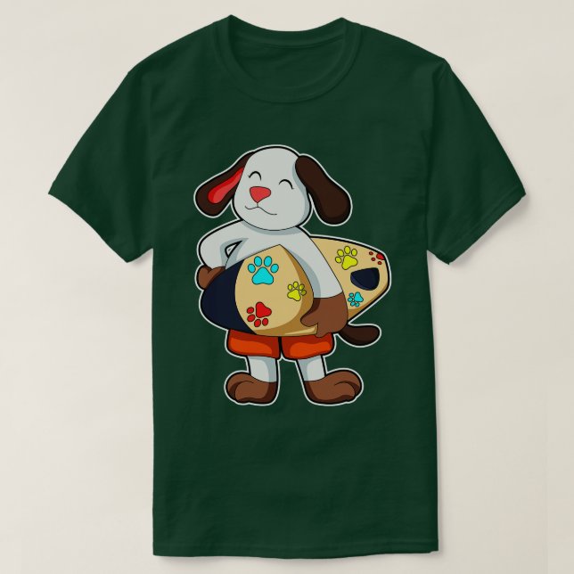 Hund som Surfer med ytskikt T Shirt (Design framsida)