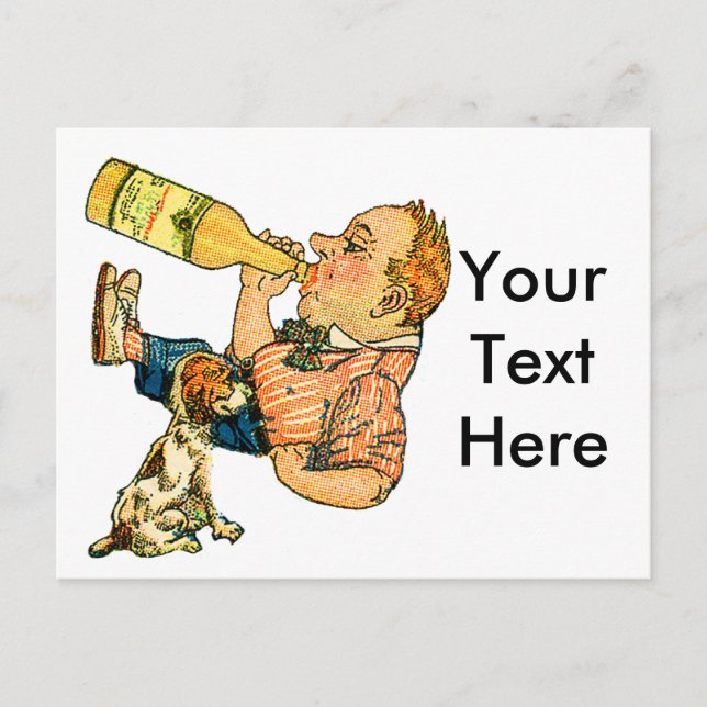 Hund som tittar på Master Chuging A Beer Postcard Vykort (Framsida)