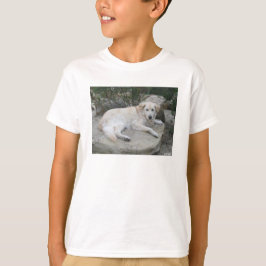 Hund som vilar på en sten t shirt