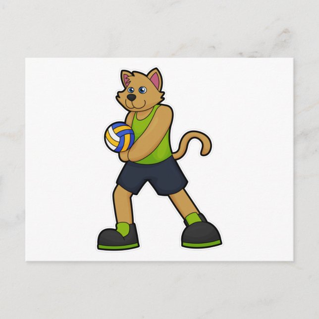 Hund som volleybollspelare med volleyboll vykort (Framsida)