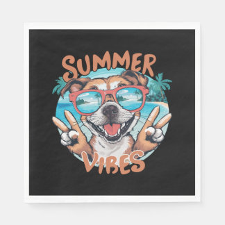 Hund sommar vibbar med havssemester känsla pappersservett
