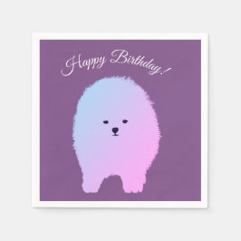 Hund, söt hund Pomeranian hund, födelsedagspapper Pappersservett