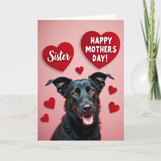 Hund söta mors dag hjärtekort kort (Framsida)