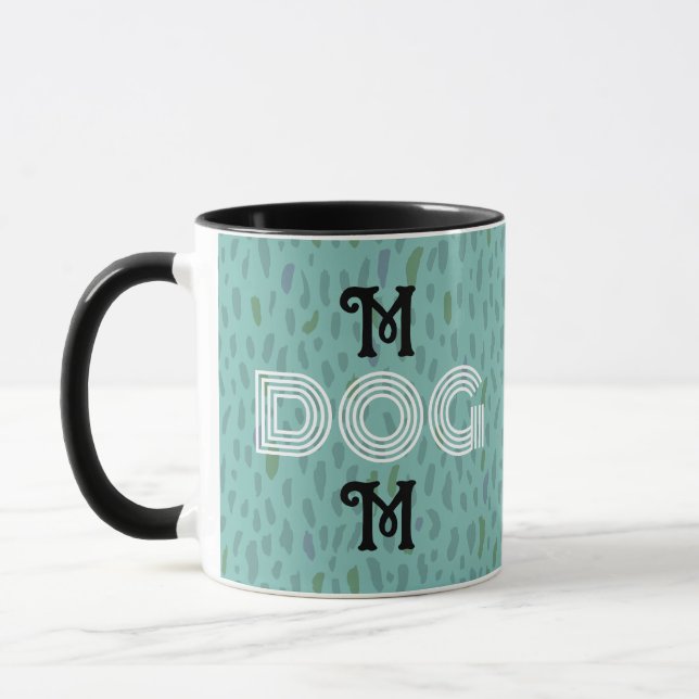 Hund söta trendig mugg typografi svart blått (Vänster)