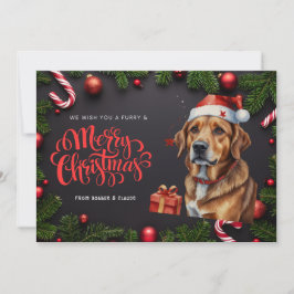 Hund sött julklapp för helgdag julkort