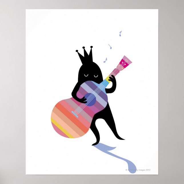 Hund Spela Guitar Poster (Framsidan)