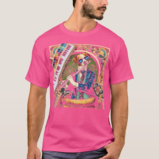 Hund Spelande flöjt T Shirt (Framsida)